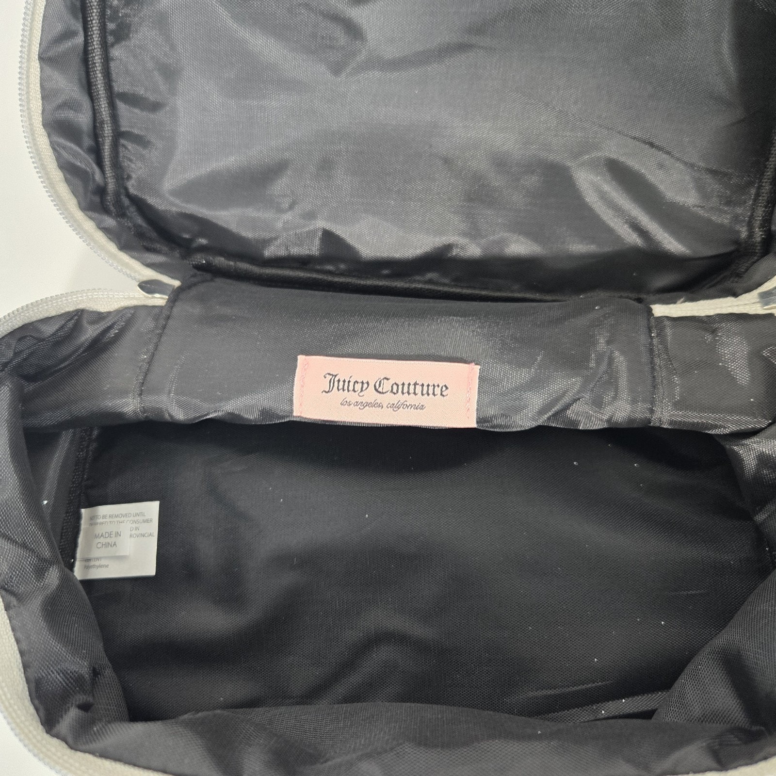 Juicy Couture Black Velvet Glitter Makeup Cosmetic Train Case Travel Bag Zip — image 7 of 7